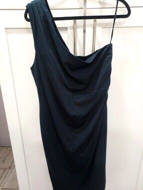 Banana Republic One-Shoulder Draped Dark Teal/Navy Dress